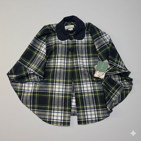 🍀 New with Tags! O'Neil of Dublin Child's Plaid Wool Cape Size L - Picture 1 of 4